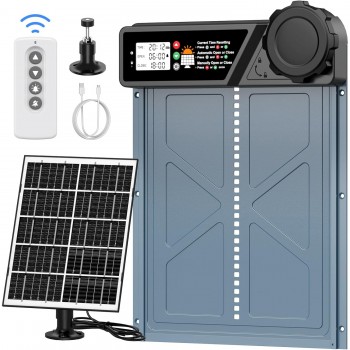 Automatická dvířka kurníku Chamuty Solar 7W, hliníková dvířka, světelný senzor, časovač, dálkové ovládání