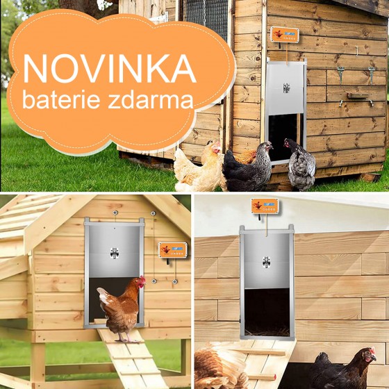 Automatické otevírání a zavírání kurníku Chicken Coop až 3 kg dvířka s časovačem + baterie