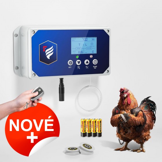 Automatické otevírání a zavírání kurníku Chicken-Door až 3 kg dvířka s časovačem + senzor + baterie