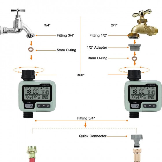 Zavlažovací digitální hodiny HCT322 LCD, zavlažovací časovač na zahradní vodovodní kohoutek