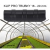 Klip na trubku 20 mm, 10 kusů na foliovník a konstrukce, černý