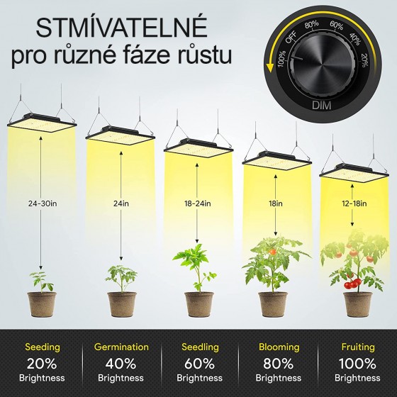 Grow LED lampa - IR 1000 W stmívatelná světla, plné spektrum 300 LED Samsung