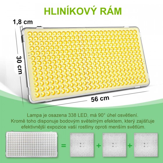 Growing LED panel 300 W pro podporu růstu rostlin - plné spektrum