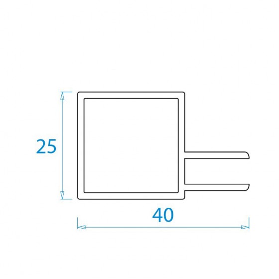 Hliníkový profil 2510, 25x25x1,5mm, 1 x drážka 6mm rovná, 100cm, stříbrný elox