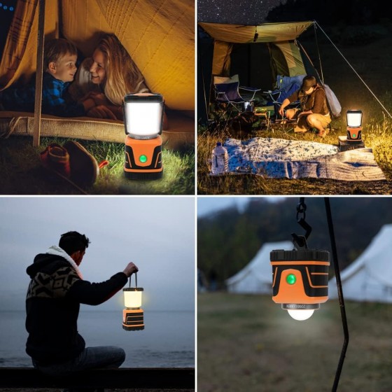 Lampa, záložní světlo, 6000mAh až 2200l, LED kempinková stmívatelná lucerna, 4 režimy svícení, powerbanka 5V