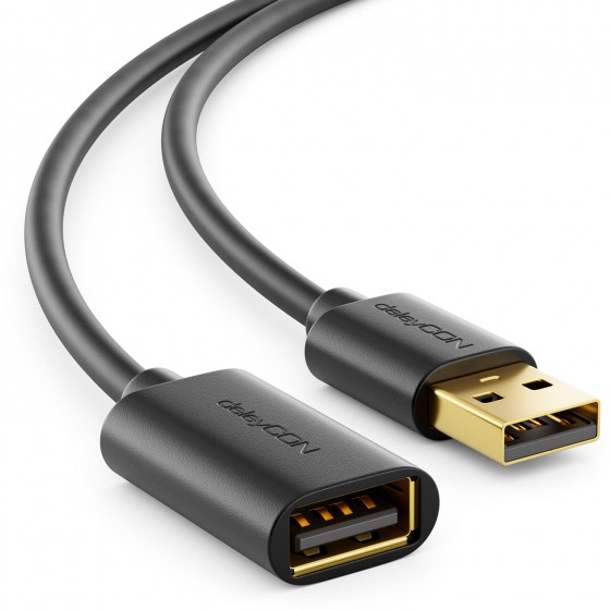 Prodlužovací kabel USB 2.0 High Speed kabel USB A konektor k USB A zdířce - černý 2 metry