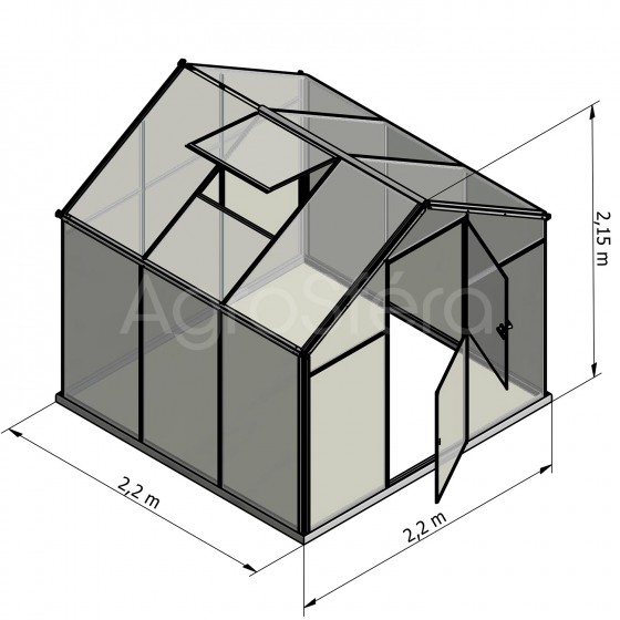 Skleník GAMPRE SANUS 220 x 220 cm, L-5, 6mm + zdarma otvírače, pásky a svorky