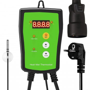 Digitální termostat Heat Mat pro skleníky, regulace až 1000 W, výkon k regulaci až 4,3 A,  20~42 °C