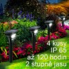 Zahradní solární lampa s detektorem pohybu, 4 kusy, 2 režimy, 2 W,1500 mAh