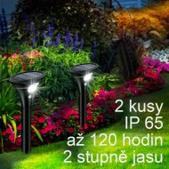 Zahradní solární lampa s detektorem pohybu, 2 kusy, 2 režimy, 2 W,1500 mAh