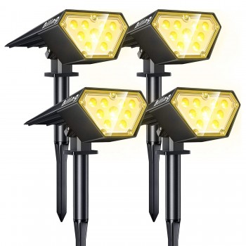 Zahradní solární lampa 2 v 1, 4 kusy, 12 LED, IP 67,  3,7 W, 700 lm, 3400 Kelvin, 2200 mAh