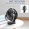 Ventilátor pro skleník 20 cm s baterií 10000 mAh, přenosný tichý USB ventilátor, 4 rychlosti, silný proud vzduchu