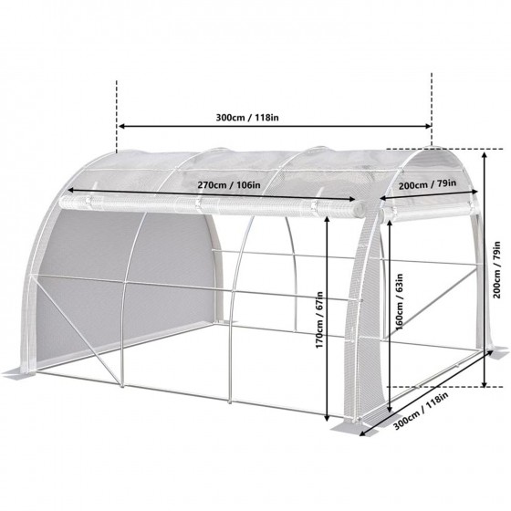 Zahradní fóliovník Orchard 9 m², 3 x 3 x 2 m, tunel s rolovacími stěnami,  trubky 19 mm, PE 140 g/m² s vysokou hustotou 