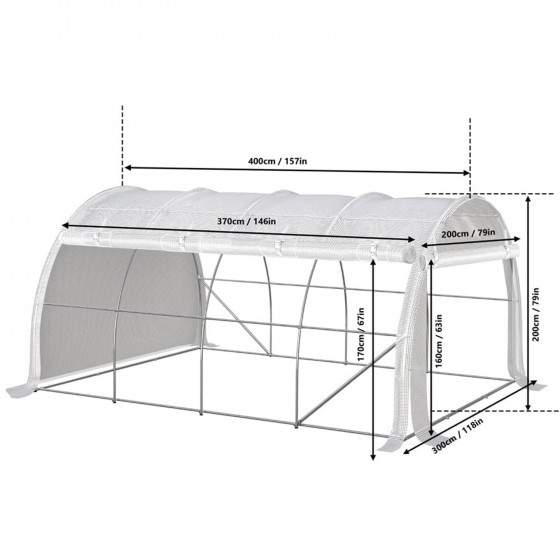 Zahradní fóliovník Orchard 12 m², 4 x 3 x 2 m, tunel s rolovacími stěnami,  trubky 19 mm, PE 140 g/m² s vysokou hustotou 