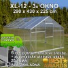 Skleník GAMPRE SANUS 290 x 430 cm, XL-12, 6mm + zdarma základna + automatické otvírače