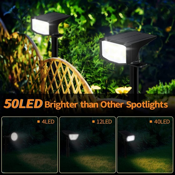 Zahradní solární lampa 3 režimy jasu, 4 kusy, 50 LED, IP 67,  3,7 W, 700 lm, 6500 Kelvin, 2200 mAh