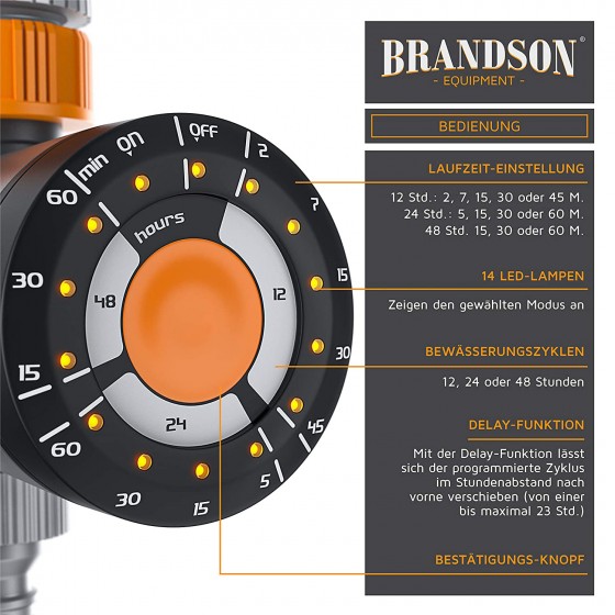 Zavlažovací hodiny Brandson, elektrický zavlažovací program