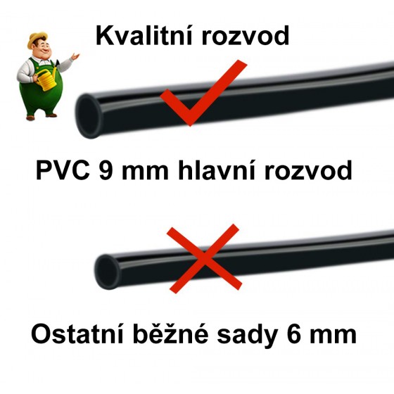 Zavlažovací sada 20m 9mm + 10m 6mm hadička, 30 regulovatelných trysek